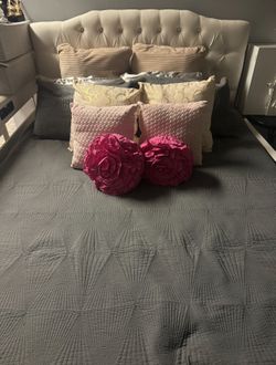 Bed, White bed frame, White bed