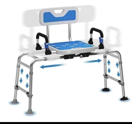 NEW Sliding Shower/Bath Chair, 500LBS Weight Capacity, Detachable armrests, with back, G302