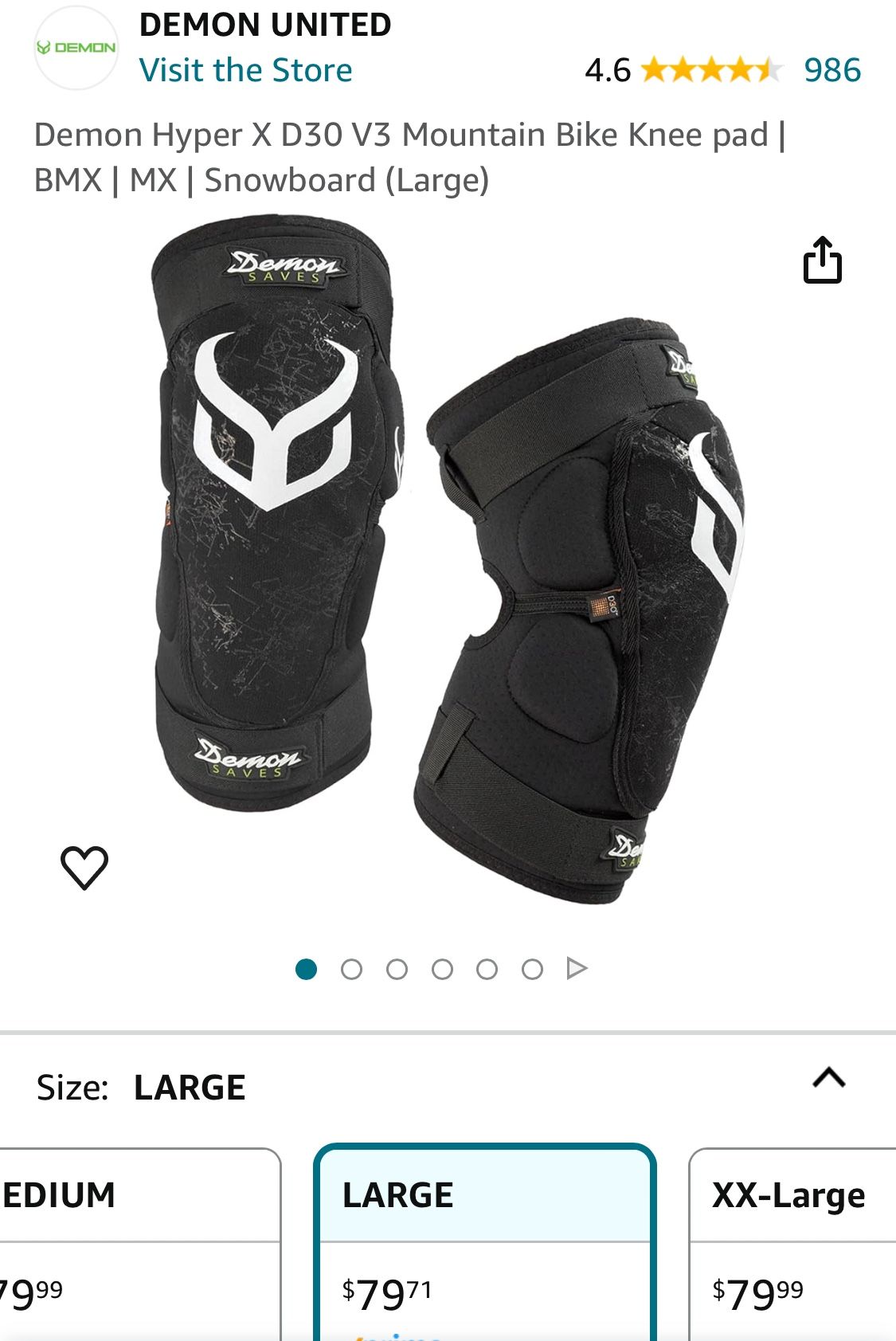 Demon Hyper X D30 V3 Mountain Bike Knee Elbow PADS
