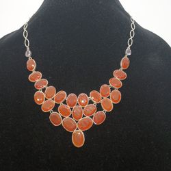 (Will Drop Off  Local)*Sterling W/ Faceted Natural Jumbo Carnelian  