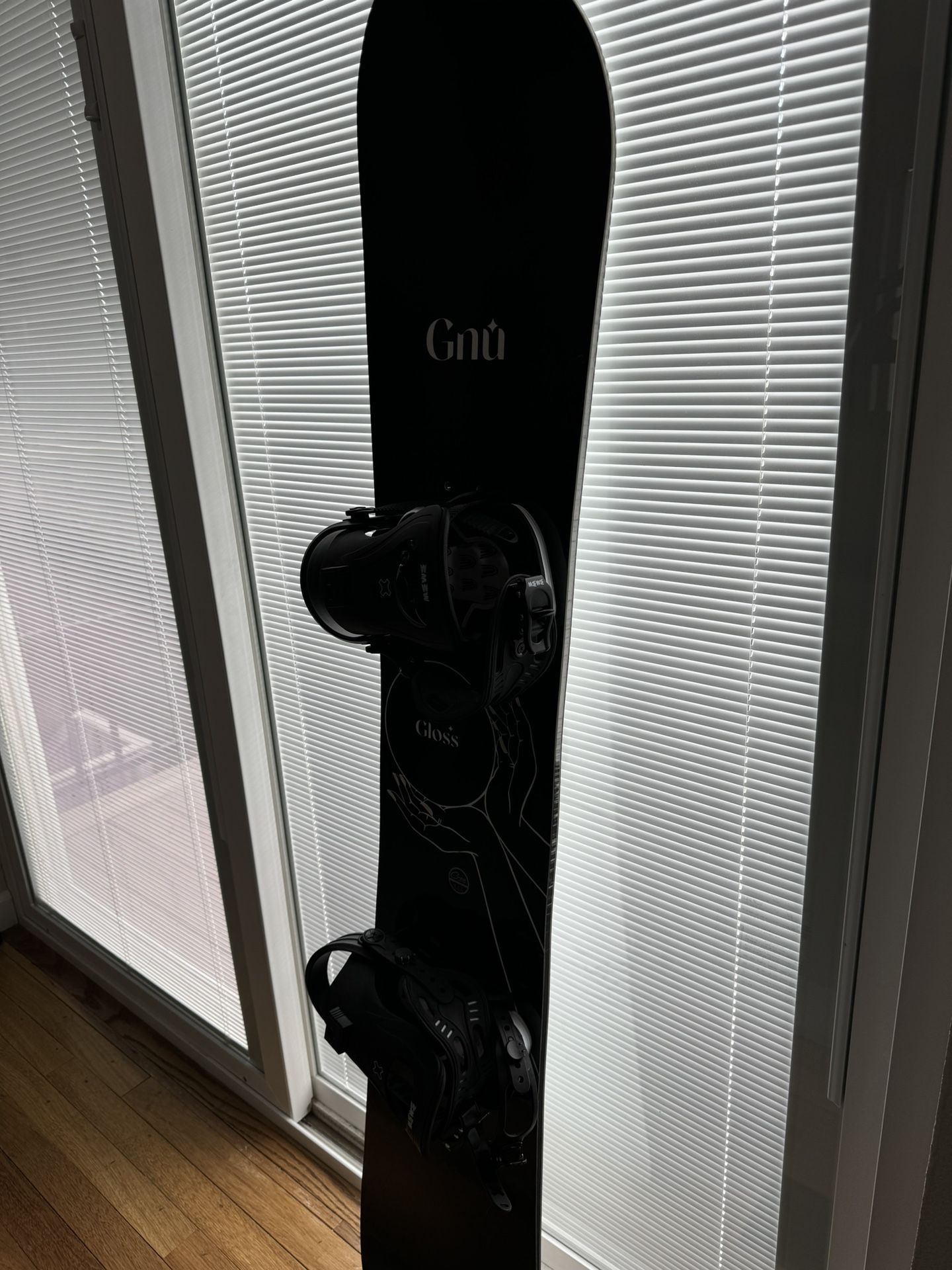 snowboard and bindings