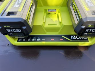 Ryobi 3 Port Charger and Lithium Ion 40 4.0ah Batteries X2