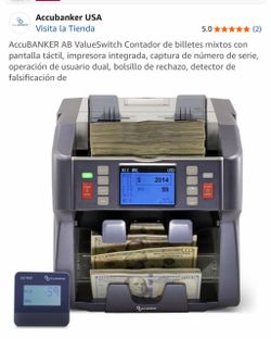 AccuBANKER AB ValueSwitch, contador de billetes mixtos con pantalla táctil, impresora integrada, registro de números de serie, doble usuario, bandeja 