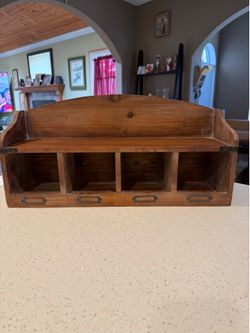 Rustic Solid Pine Wall Mail Organizer | Farmhouse Entryway Shelf | Cubby Storage