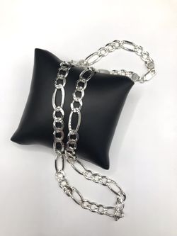 925 Sterling Silver Figaro Chain Men’s Necklace Size 24”