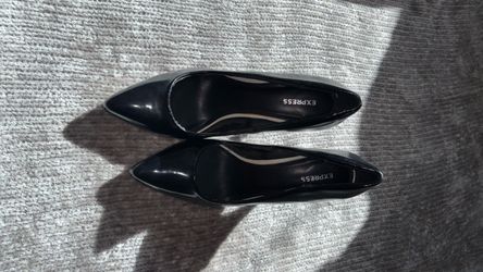 Express Black Patent Pointed-Toe Heels