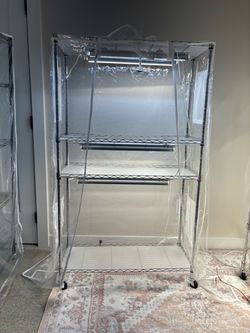 Indoor greenhouse: Wire Shelving Rack with Grow Lights and Cover