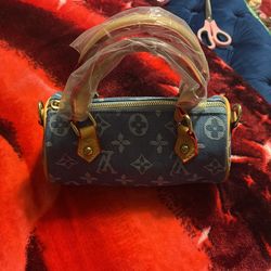 Mini Bolso 👜 Mesclilla Color Azul Y Blanco