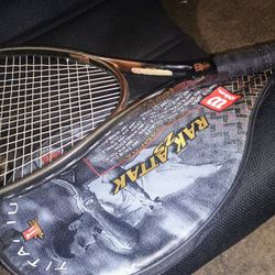 2 Vintage Wilson Tennis Rackets Perfect Shape Pete Samprus Raj Attack Titanium + Wilson Sledge Hammer Stretch