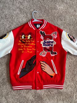 SAINT Mxxxxxx x Denim Tears “Choose Your Savior” Varsity Jacket