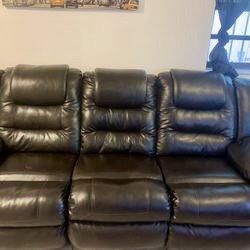 3 Seater Recliner Sofa Leather 