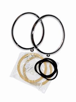 NEW! 1965 VW Beetle Bug Chrome Headlight Ring and Seal Kit Bagged Unused