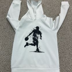 Teens hoodie with black basketball black figure on front Sz 14Y