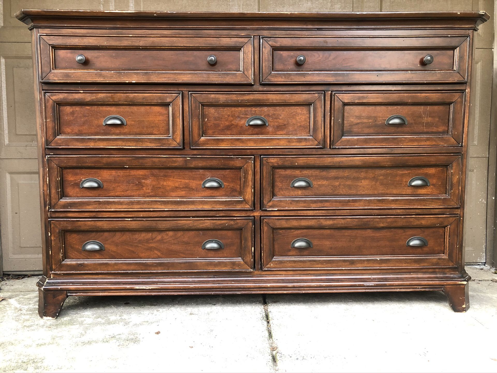 9 Drawer Solid Cherry Wood Dresser