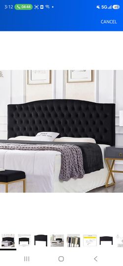 24KF Upholstered Tufted Button Velvet Headboard,Comfortable Fashional Headboard King/CA King Size,Black