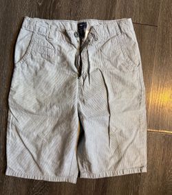 Gap Kids Boys Size 6 Blue White Pinstripe Chino Shorts Flat Front Summer