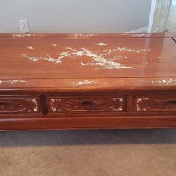3 Piece Asian Coffee Table And 2 Side Tables