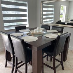 Dining table, dark brown, high