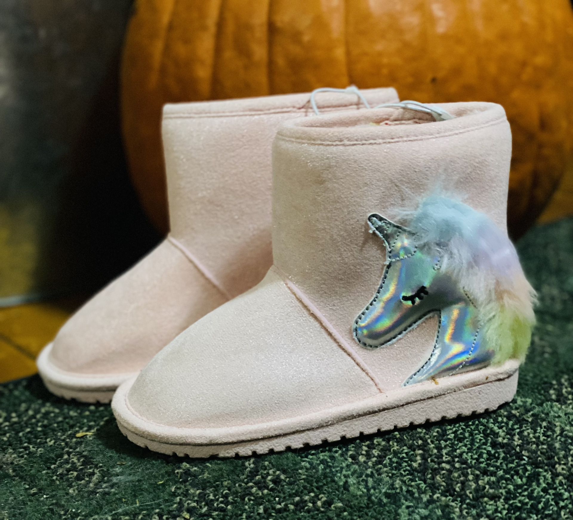 Girls PINK Unicorn Booties By Children Place Size 9