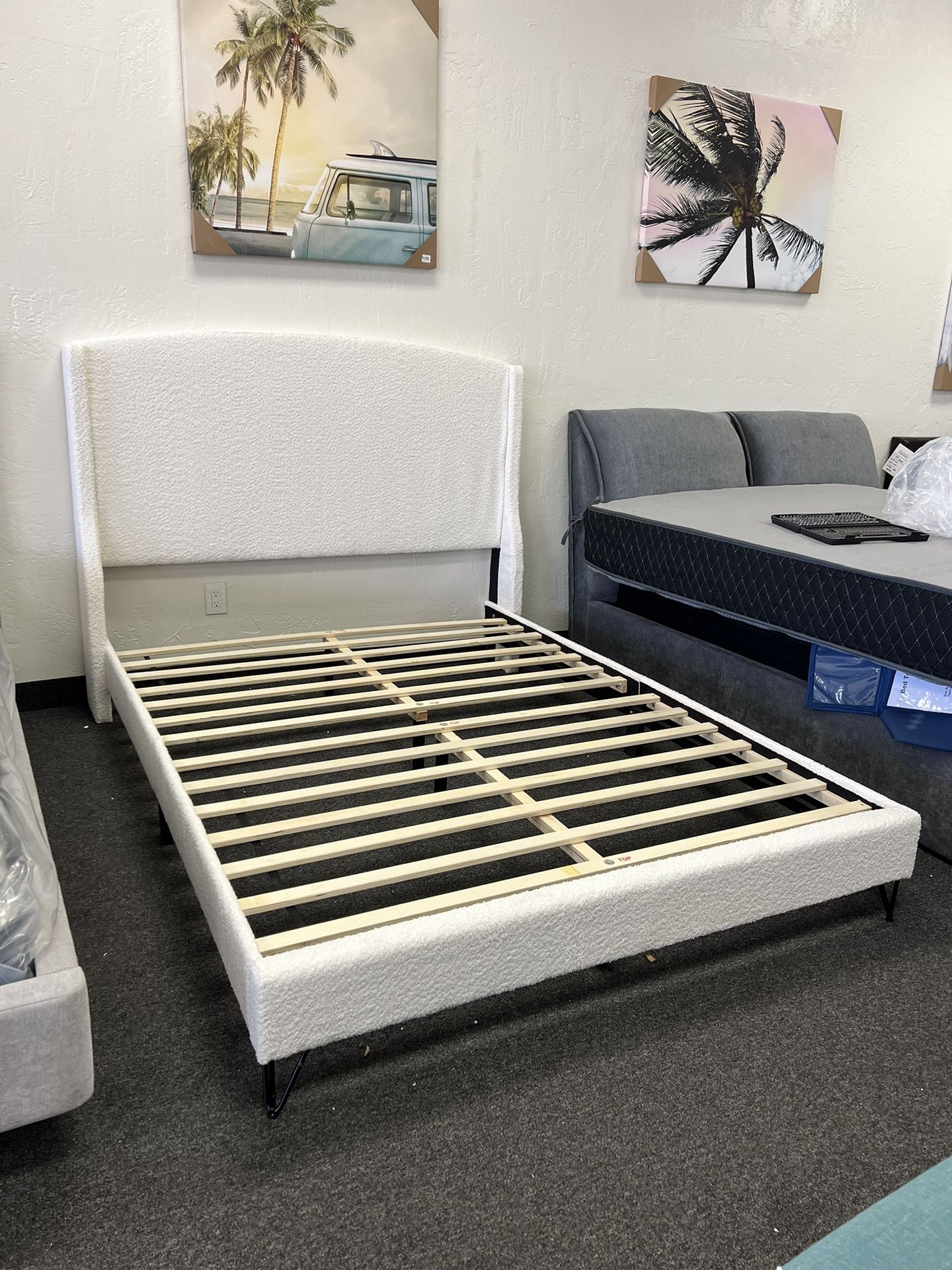 Queen Size White Bed Frame No Box Spring Required 