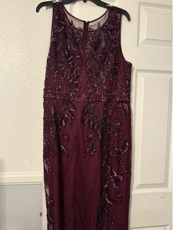Burgundy cocktail, long dress with sequence size 18