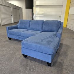 *Same Day Delivery Available!* 
H.M. Richard Blue Suede Chaise Sofa