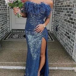 Blue Sequence Prom Dress 