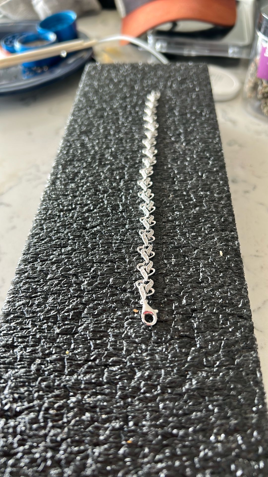Sterling Silver Diamond Hearts Bracelet