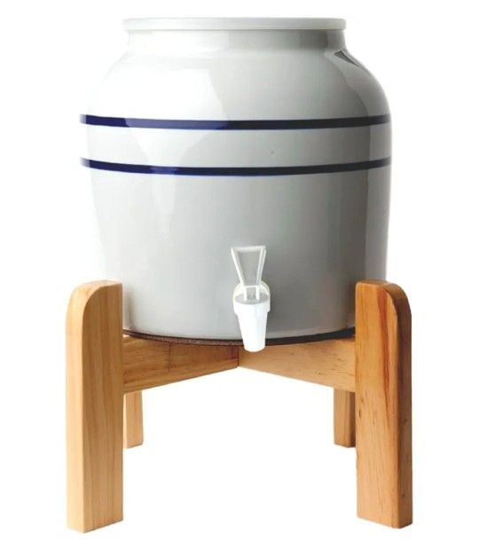 1 EUC Ceramic Water/Beverage Dispensers (One Wooden Stand)