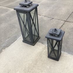 Two Iron And Glass Lanterns