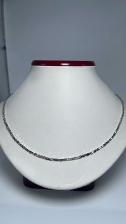 18k white gold baht link chain 18” necklace