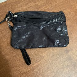 Black Wristlet Clutch with leopard print black on black
