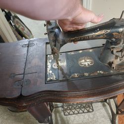 Ornate Antique Sewing Machine With Cast Iron Base