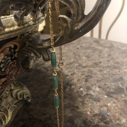 Vintage Green And Gold Choker