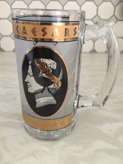 Vintage Caesar’s Palace Gold Glass Beer Mug