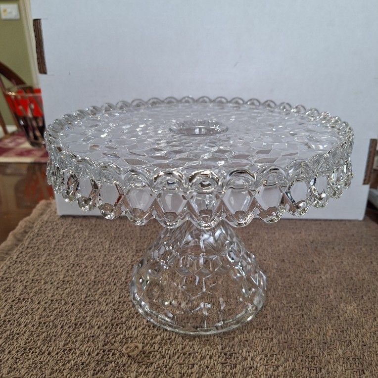AMERICAN FOSTORIA CUBIST PEDESTAL CAKE STAND