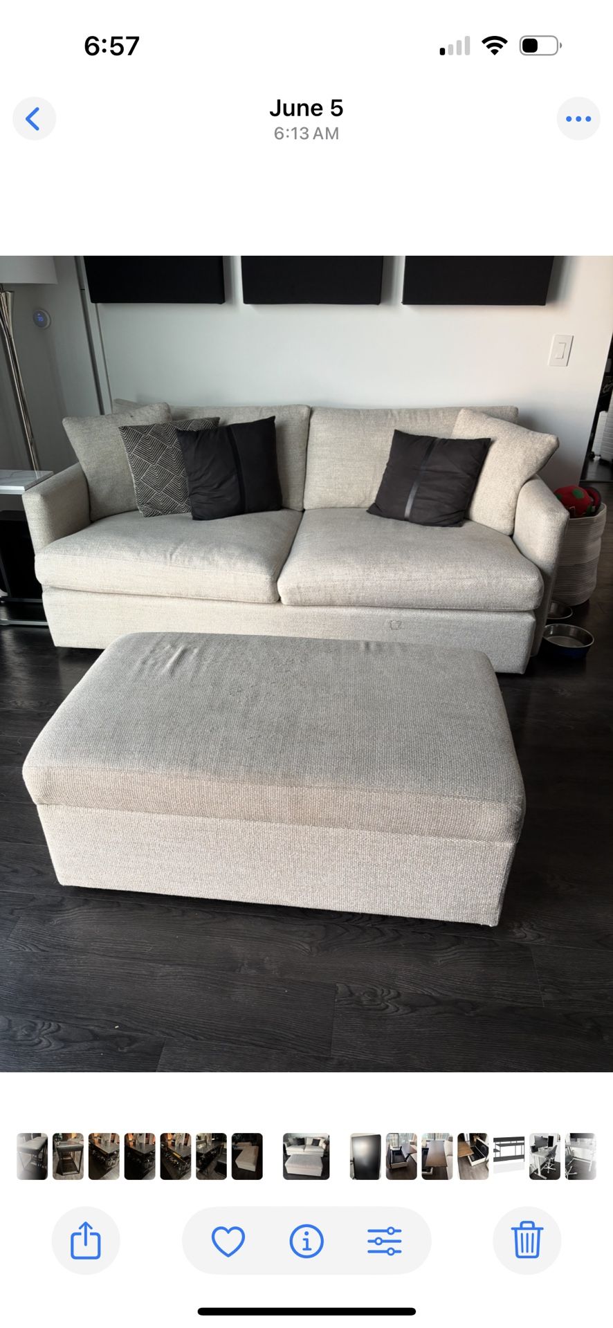 Crate and Barrel Couch and Ottoman