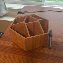 Wooden Rotating Desk Organizer For Pens Etc