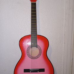 Pink Guitar With Storage Bag