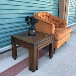 Rustic Old English Pub Style Brutalist End Table •FREE DELIVERY•