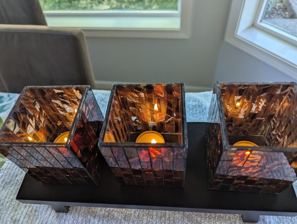 Partylite Vintage Mosaic Candleholders With Stand