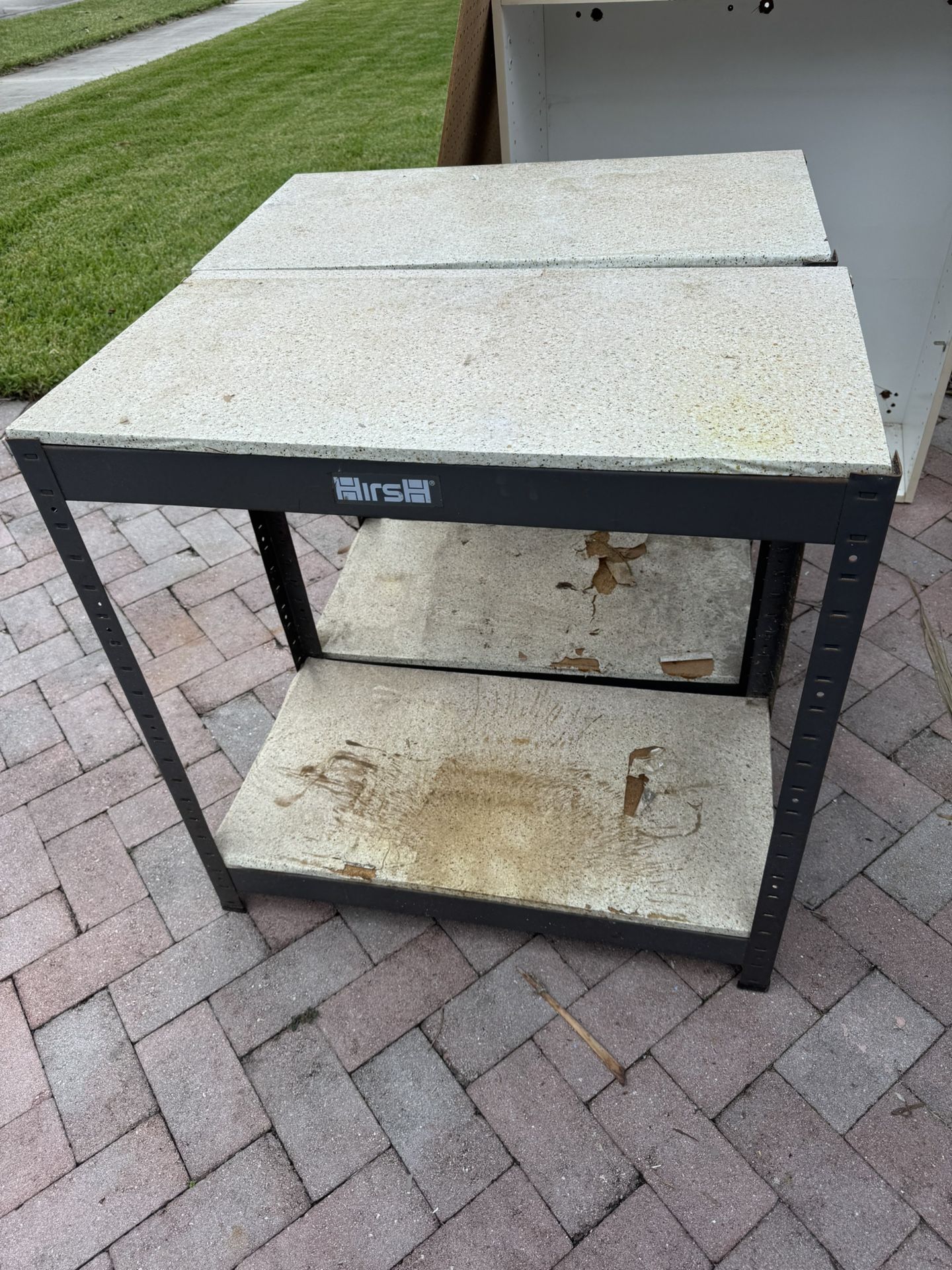 Free- 2 Floor Shelf Storage Work Table Had In Garage