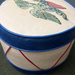 Vintage Babcock Americana Ottoman Mid Century Modern Eagle With Flag Drum Style Thumbnail