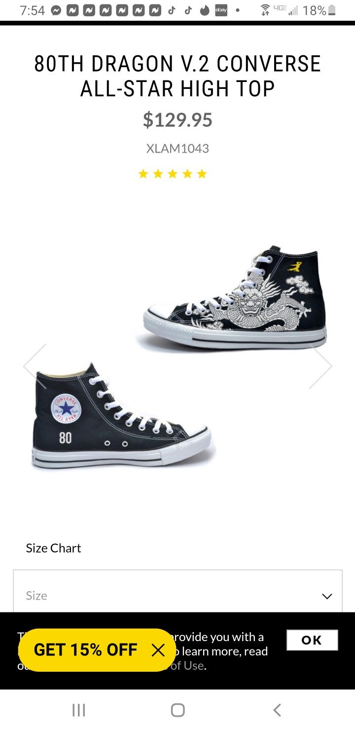 80TH BRUCE LEE DRAGONy V.2 CONVERSE ALL-STAR HIGH TOP