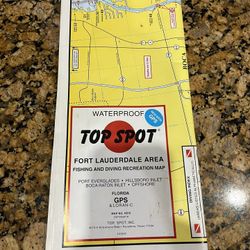 top spot fishing map for Fort Lauderdale reefs scuba diving map waterproof excellent condition