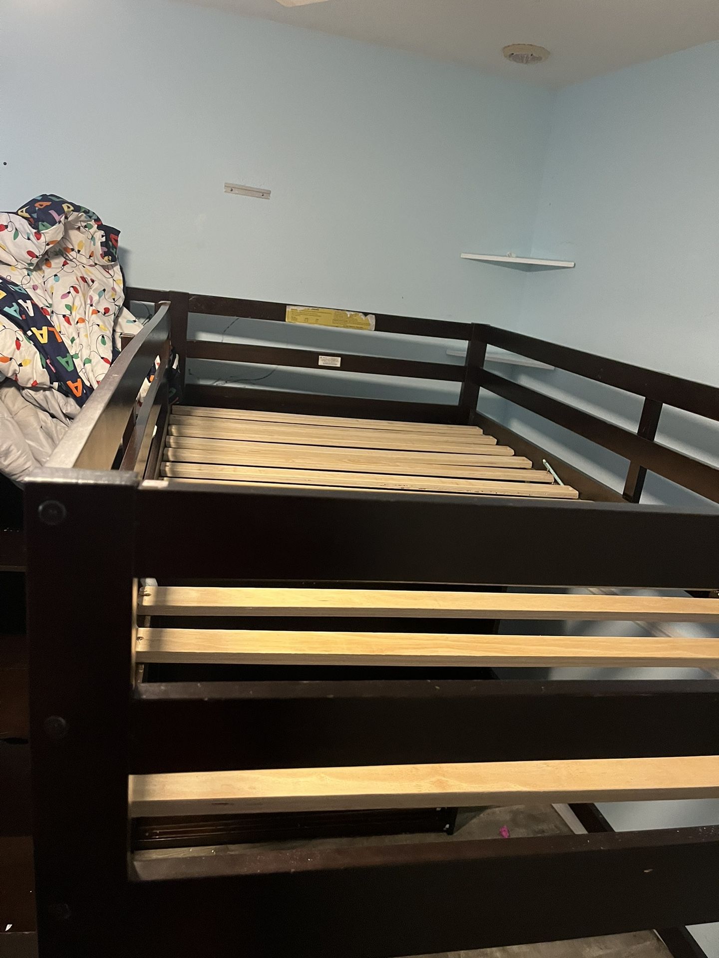 Free Double Loft Bed Twin with Wardrobe and Staircase,