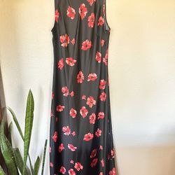 Loft Size 8 Black Satin Dress