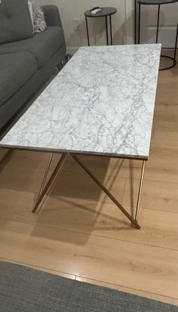 Marble Look Coffee Table w/ Gold Base
