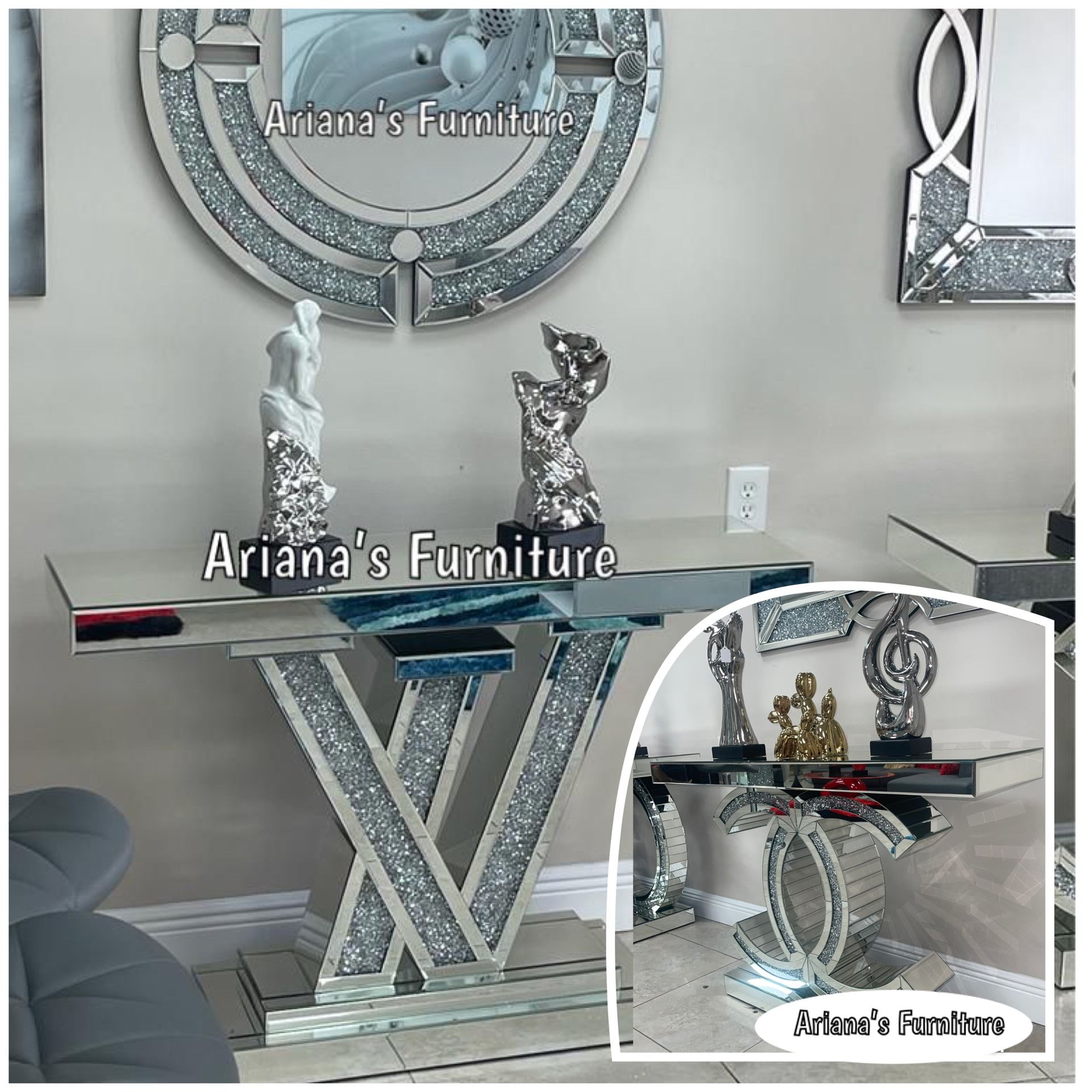 New Designer Console Table + Mirror Set
