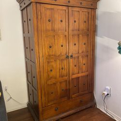 Large Rustic Wood Armoire Cabinet 